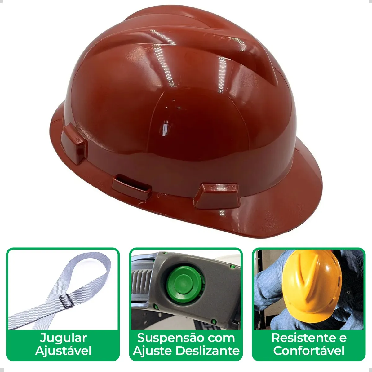 CAPACETE FRONTAL CARN BOTAO JUG TECIDO MSA VGARD MARROM 3
