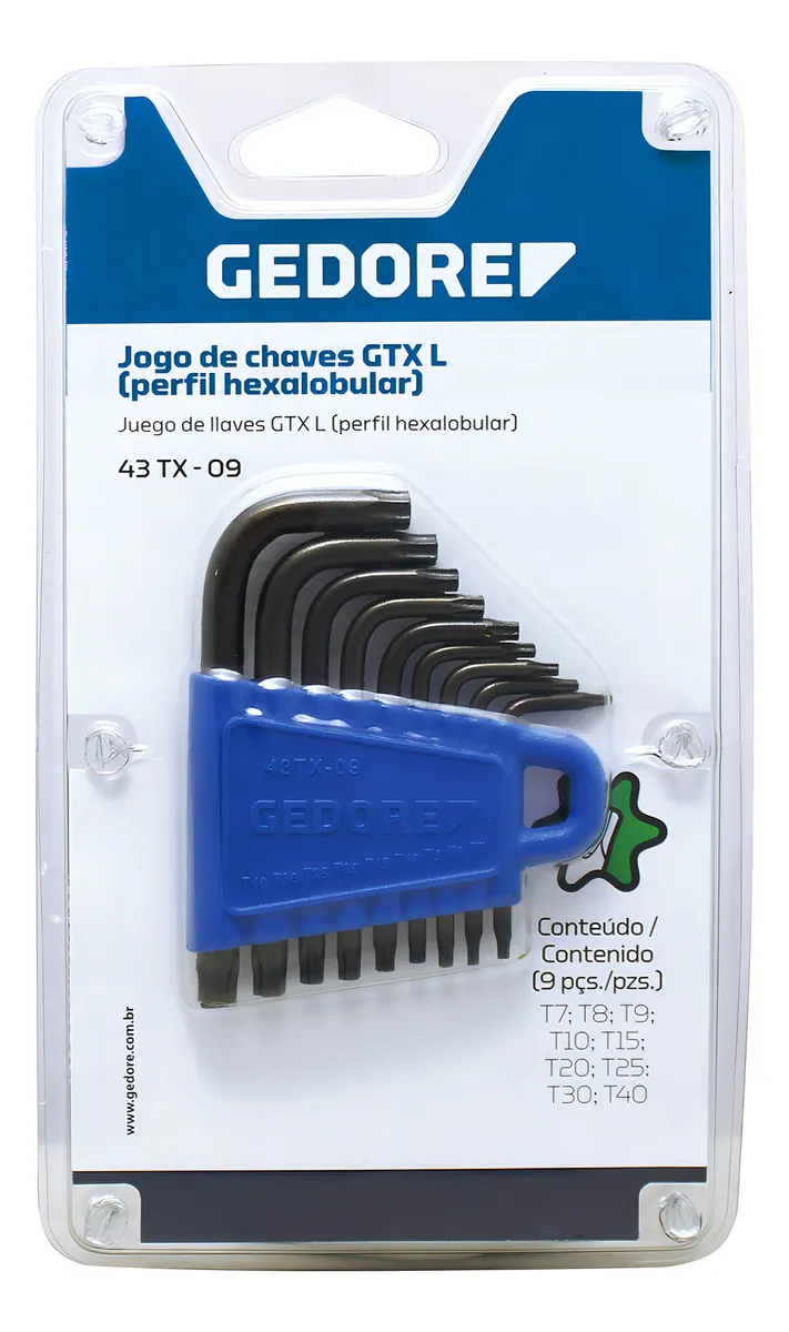JOGO DE CHAVES L TORX T7 A T40 9 PCS 4