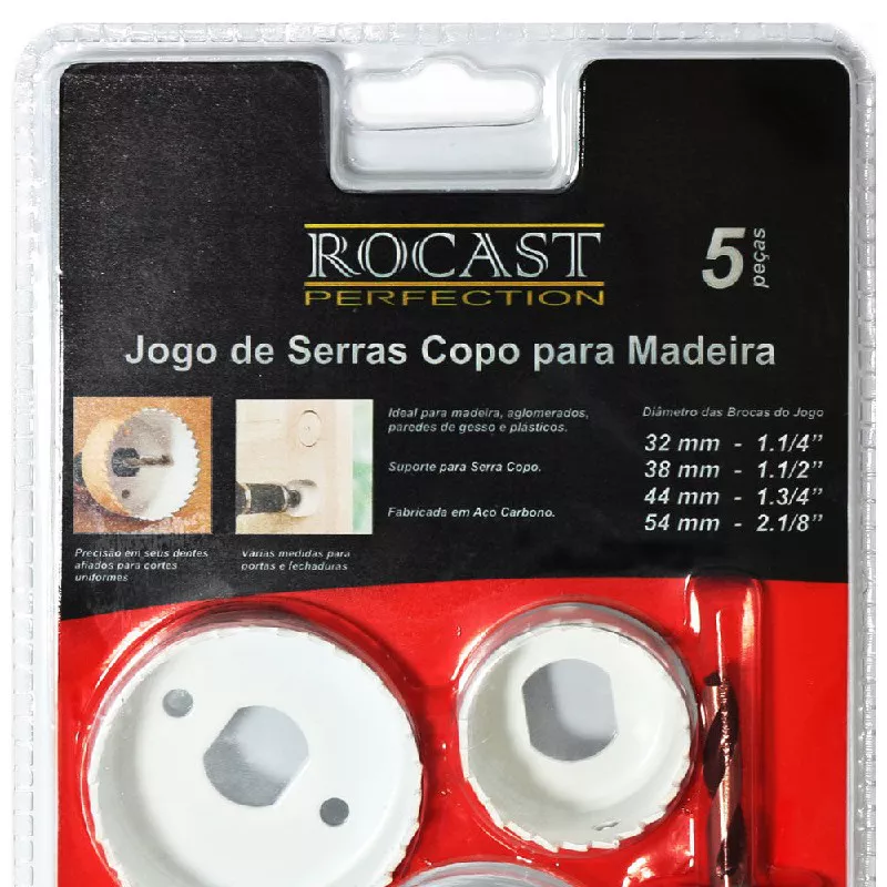 KIT SERRA COPO PARA MADEIRA 5 PEÇAS 32 A 54MM 2