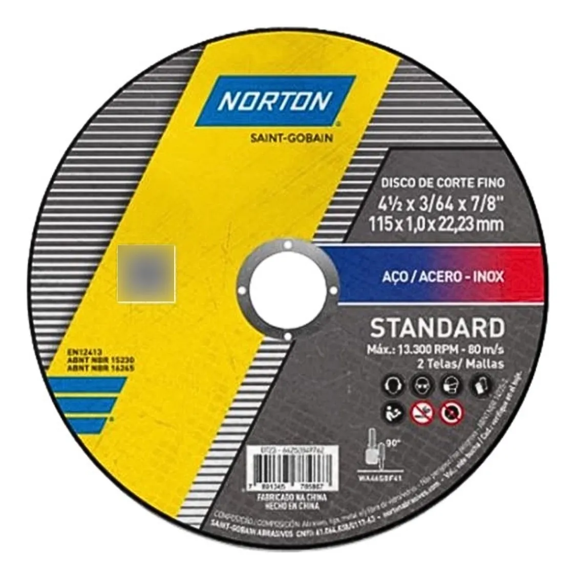 disco de corte standard 115×1 0x22 23mm norton 2